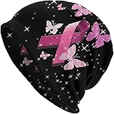 Breast Cancer Awareness Beanie Chemo Hat Cancer Headwear Knitted Hats Baggy Slouchy Scarf Cap for Adults Women Men