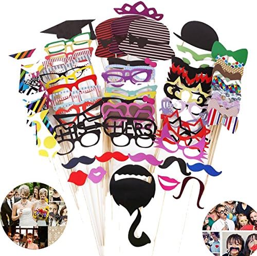 JGSWYU Photo Booth Props 76 PCS DIY Kit for Wedding Birthday Reunions Parties Decorations