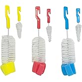 Pack of 2 Brush Kids Baby Milk Feeding Bottle and Teat Nipple Cup Cleaning Brush Sponge, Hanging Hole for Easy Storage, Non-S