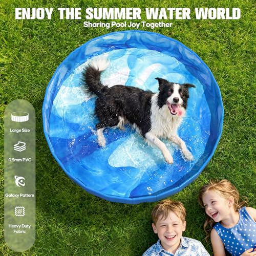 Foldable Dog Pool - Portable PVC Dog Bathtub for Large Dogs, Blue Pool, Dog Pool, Foldable Dog Pools for Small Dogs