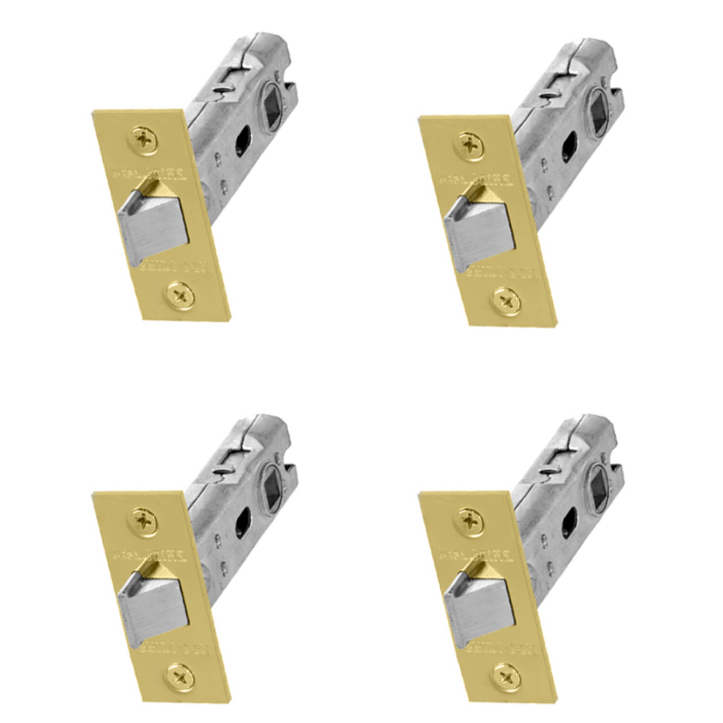 UAP 4 Sets 65mm Tubular Latch Square - Door Latches for Internal Doors Square Forend, Tubular Door Mortice Latch, Door Hardware (4 Pack, 65mm, Electro Brassed)