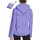 baleaf Women's Rain Jackets Waterproof Windbreaker Packable Running Lightweight Cycling Jacket Reflective Hooded