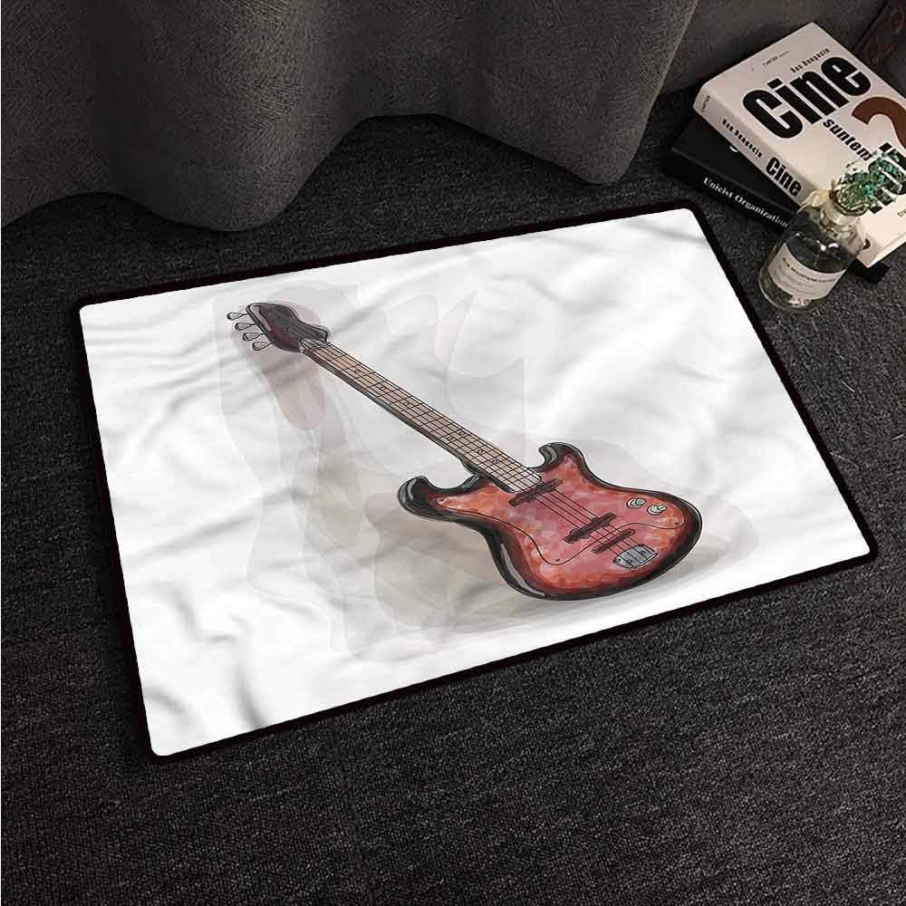 Floor Mats for Living Room Bass Guitar,Rock and Roll Motley,W35 xL47