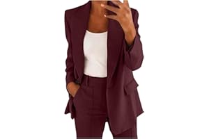 TIMIFIS Business Suits for Women 2 Piece Outfits Casual Blazers Long Pants Pantsuits Work Professional Sets with Pockets