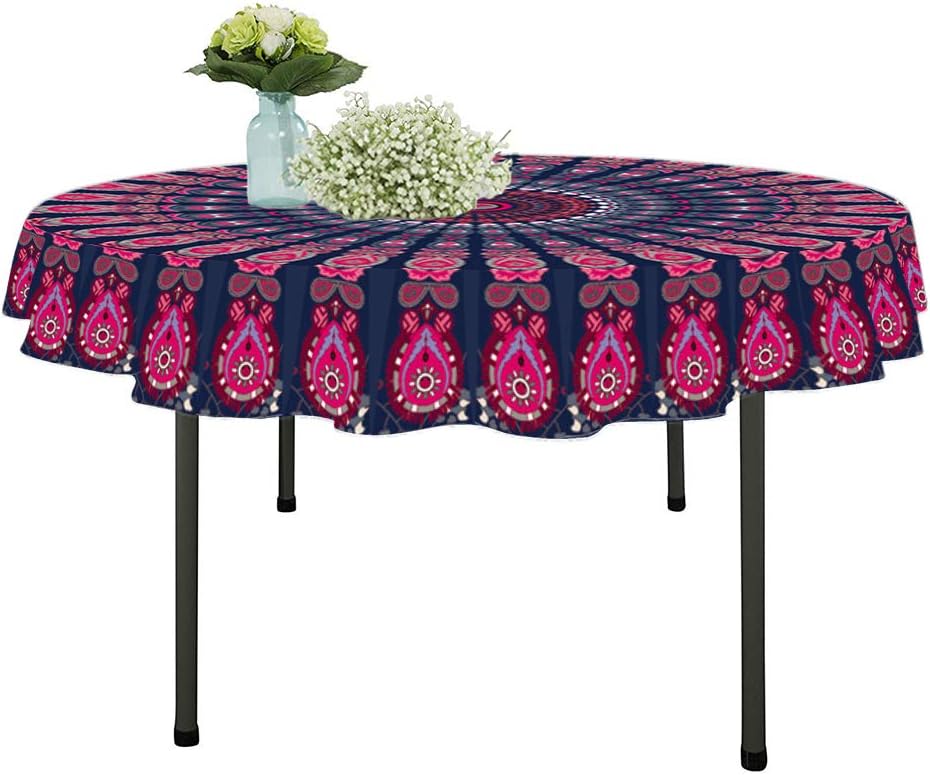 Resulzon Round Beach Tapestry Mandala Indian Boho Hippie Throw Beach Blanket Beach Towel Shawl, Cotton Table Cloth Multifunctional Mat Great for Beach Party, Travel Picnic (Purple)