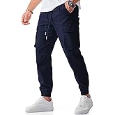 JMIERR Men's Casual Cargo Joggers Pants Stretch Elastic Waist Drawstring Tapered Sweatpants with Pockets
