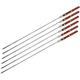 Premium Stainless Steel Wooden Handle BBQ Skewers for Shish Kebab, Turkish Grills & Koubideh, Brazilian-style BBQ, 23"x 1/4", Set of 6