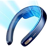 JISULIFE Portable Neck Fan Pro, 100 Speeds Bladeless, Stepless Knob, LED Display, 5000mAh Rechargeable Personal Fan, Mini Han