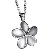 COCO Park Plumeria Flower Cremation Jewelry Memorial Ashes Holder Urn Pendant Necklace Memorial Keepsake