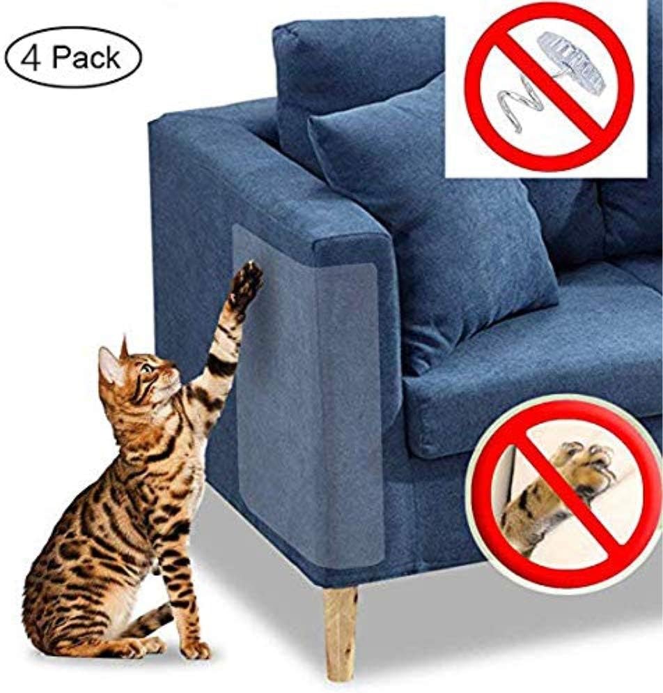 Andy Mr 4 Pack Cat Scratch Protector (18.5" L x 5.9" W) Flexible Transparent Cat Scratch Guards Protecting Furniture from Cat Scratching Stops Scratching Cats Furniture Defender