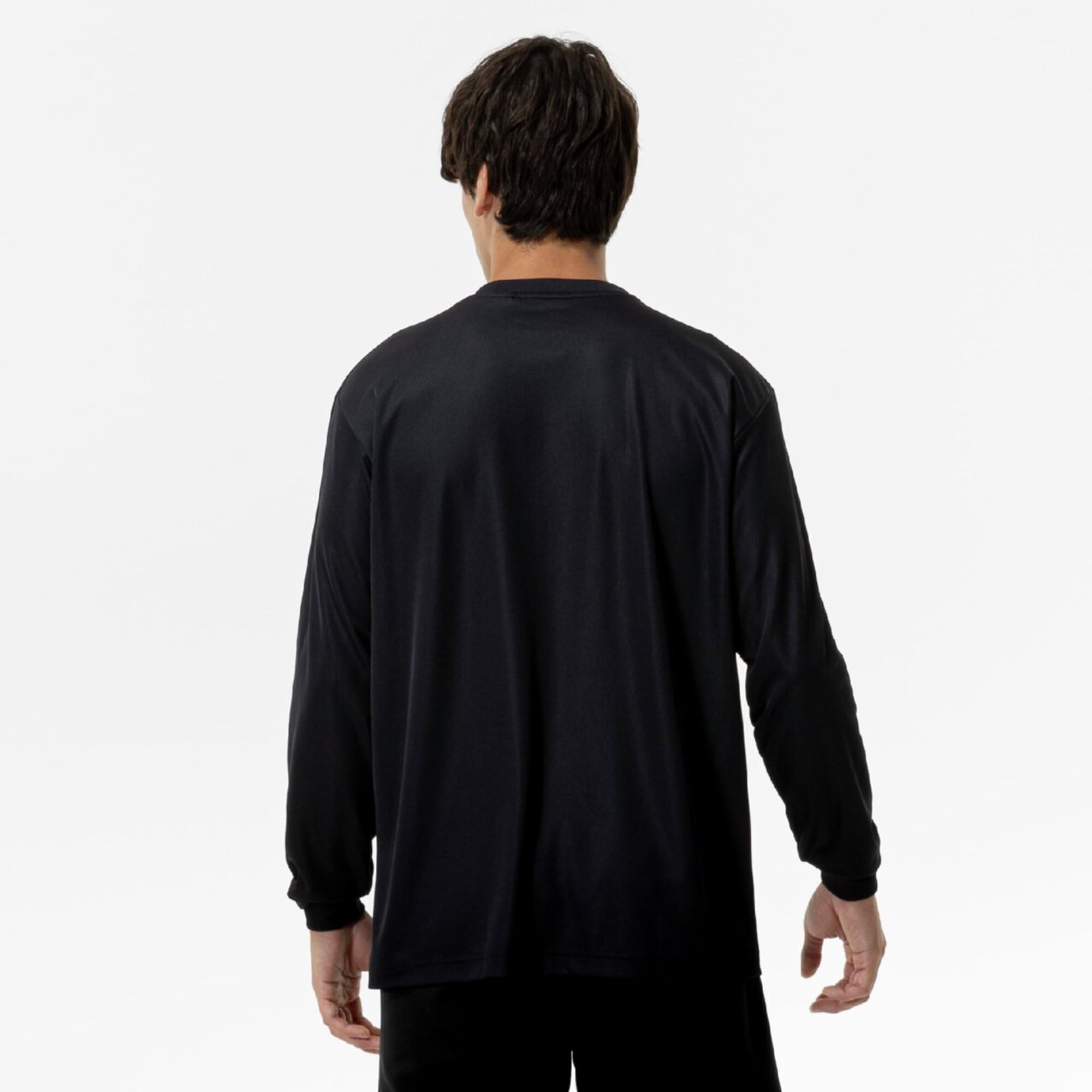 Mizuno 32MAC195 Training Wear, Long Sleeve T-Shirt, Navi Dry, U-Neck, Sweat Absorbent, Quick Drying, Inner Underwear, (Amazon Limited Model Available), multicolor (black / white), L