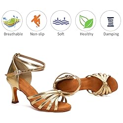 DKZSYIM Women's Satin Latin Dance Shoes