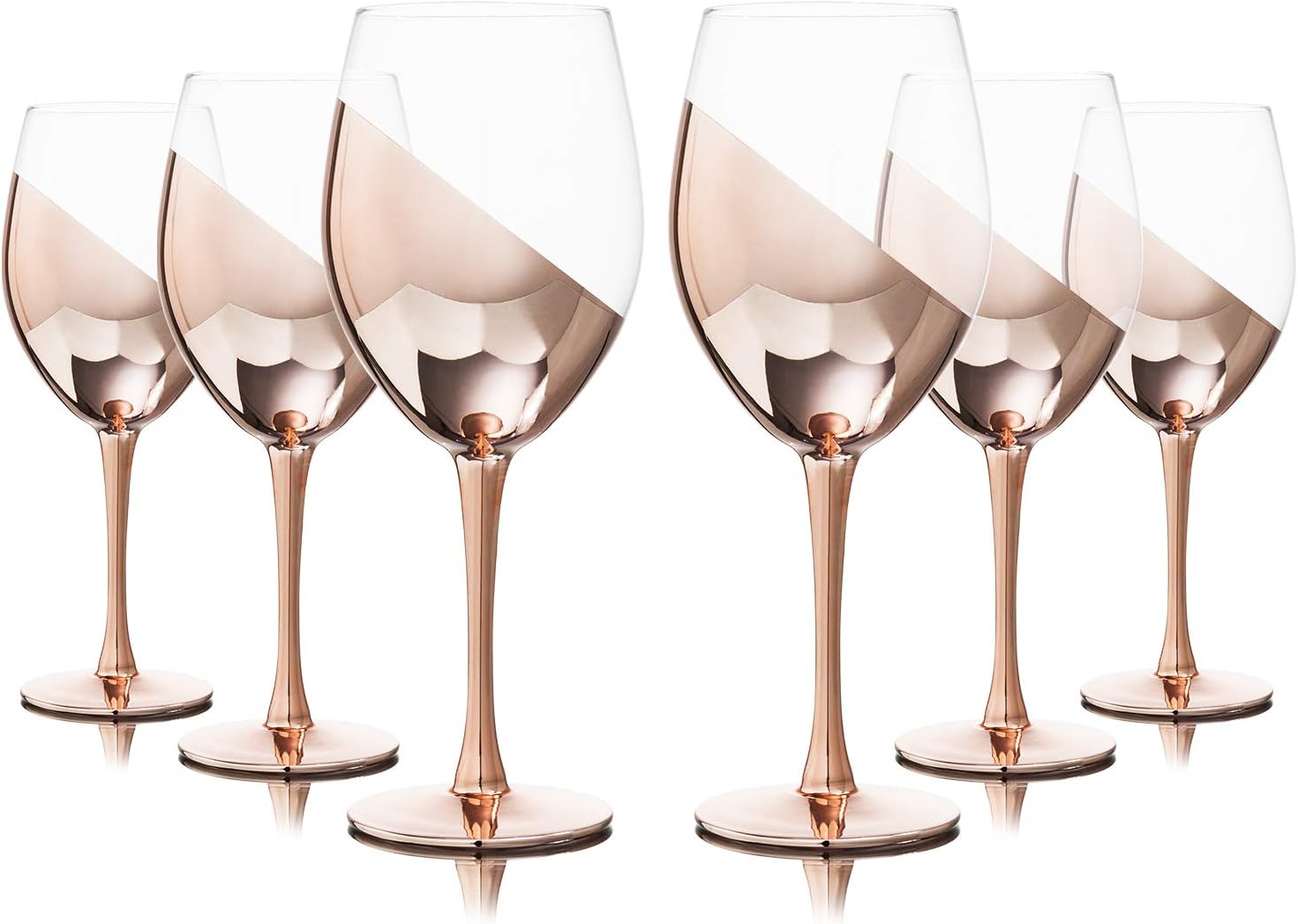 Copper Stemmed Wine Glasses Tilted Dinner Party and Wedding Events Glassware