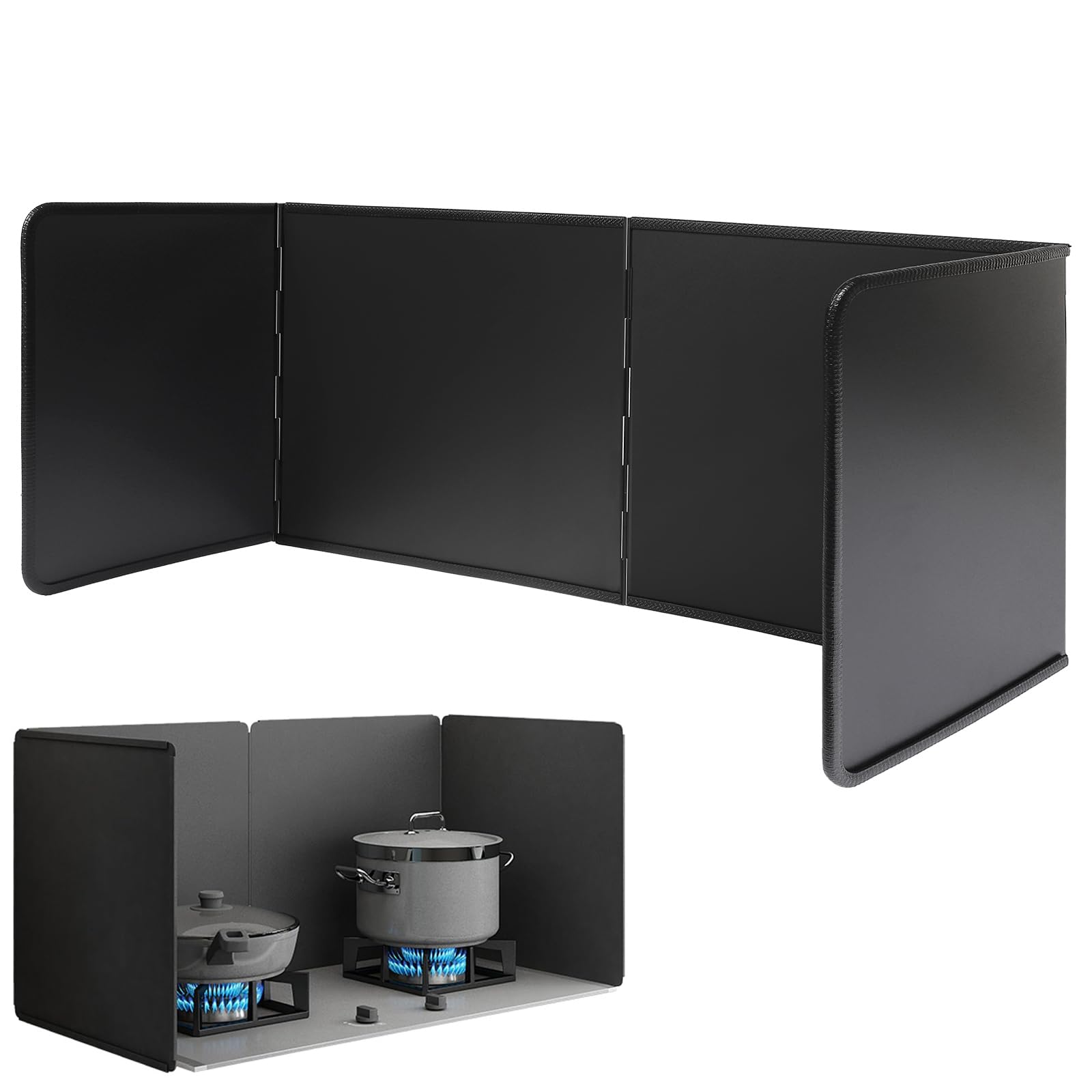 Wuciray Height 30CM Stove Splatter Guard for Cooking Kitchen Anti Splatter Shield Guard Portable Folding Cooker Side Fat Oil Splash Guard Splash Back Splatter Screen for Frying Pan Wall Hob