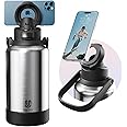 64oz Insulated Magnetic Water Bottle - Stainless Steel Vacuum Flask with MagSafe Compatible Phone Holder Keeps Drinks Cold for 24 Hours Water Jug for Gym and Outdoor Activities（Silver)