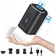 Electric Air Pump for Inflatables, Portable Mini Vacuum Pump with 5 Nozzles and 3 Camping Light for Sleep Pads, Blow Up Pool Raft Bed Boat Toys, Vacuum Bags, Yoga Exercise Ball, Swimming Rings