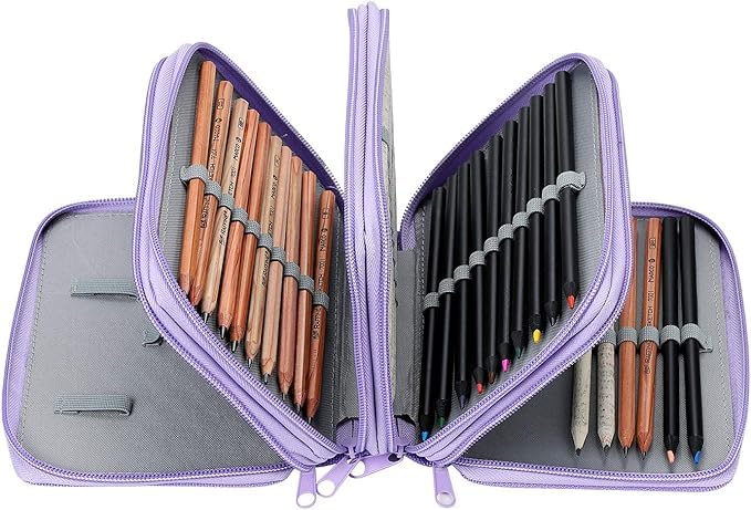 72 Slots Pencil Case, Large Capacity Pencil Cases 4 Layers Pen Case Pencil Bag Pouch Holder with Zipper Colouring Pencils Organiser Pencil Wrap for School Office Student Artist Boys Girls Art Supplies