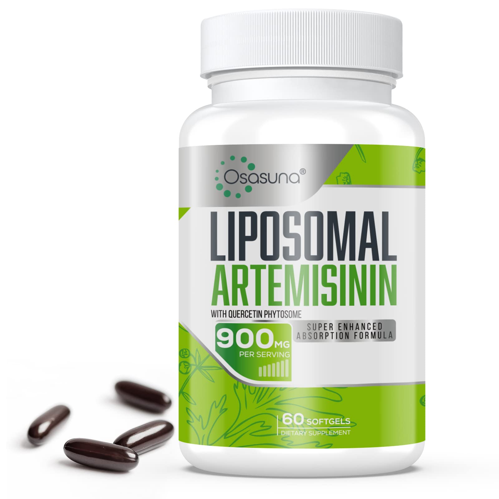 Photo 1 of Osasuna 900 mg Liposomal Artemisinin for Maximum Absorption, Sweet Wormwood Extract(Artemisia Annua) with Quercetin Phytosome 200 mg, 60 Softgels - 2 Months Supply
