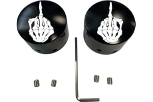 KUSTOM CYCLE PARTS Flip Off Front Axle Cap Nut Covers Black in Color Compatible With Harley Davidson Touring Road King Road Glide Street Glide Ultra Dyna