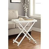 HomeStock Mediterranean Mastery Tray Table, Folding Solid Wood, No Assembly, Removable Tray, Compact & Portable, Stylish & Du