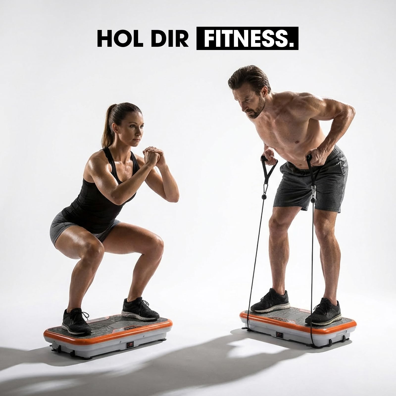 Mediashop Vibro Shaper - leistungsstarke Vibrationsplatte für Zuhause mit Griff - Vibrationsboard für Ganzkörper-Workout & Muskeltraining - Vibrationsgerät inkl. Fitnessbändern - Fitnessplattform 9