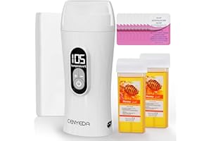 CENYEDA Digital Roll On Wax Kit, Wax Roller Waxing Kit for Women, Digital Roll On Wax Warmer for Hair Removal, Honey Wax Kit for Sensitive Skin, Great Gift for Women