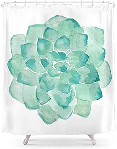 Tsida - Cortina de Ducha con Estampado de Acuarela en Color Verde de