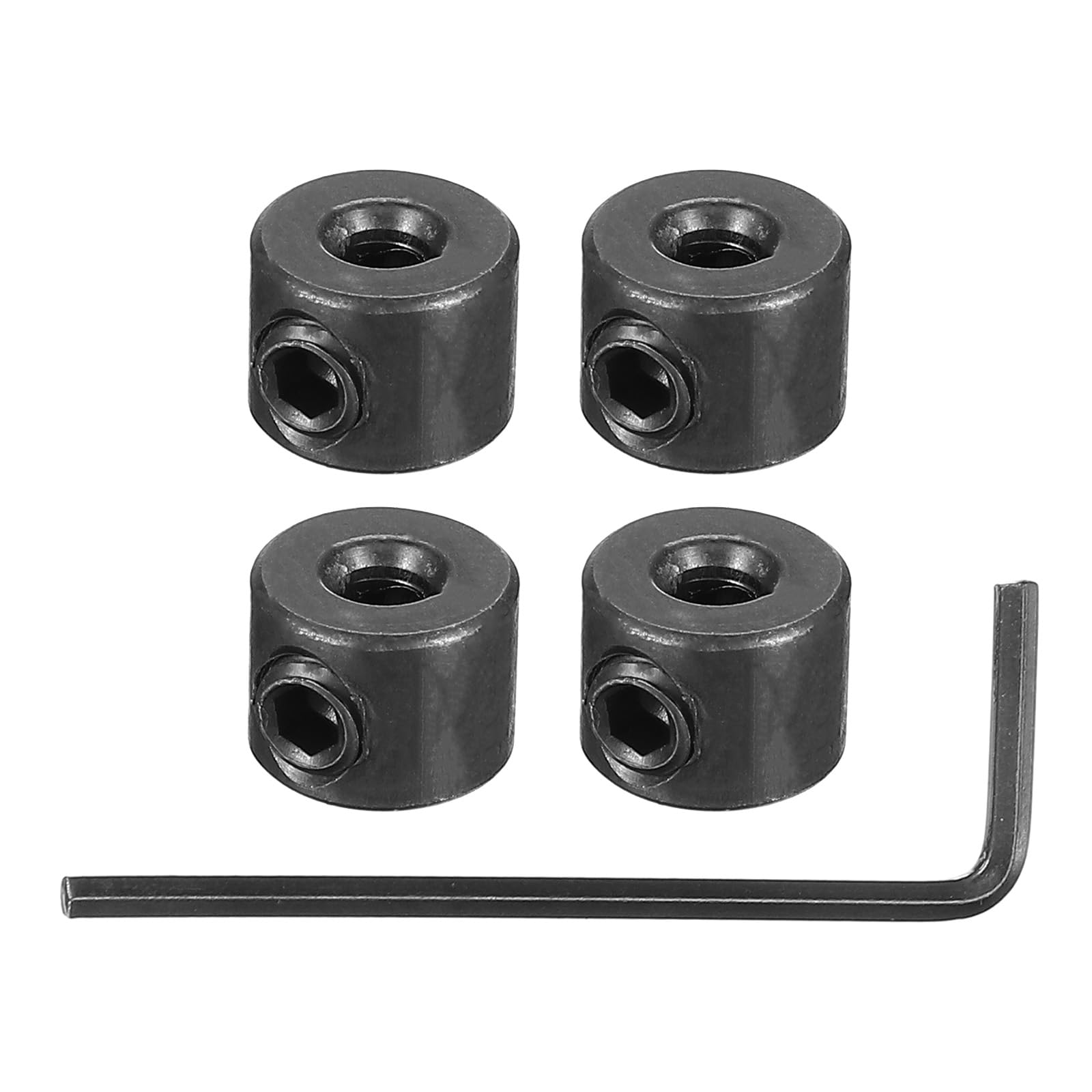 Photo 1 of PATIKIL Bore 1/8" Shaft Collar 3/8" OD 5/16" Thickness, 4 Pack Carbon Steel Landing Gear Stopper Wheel Collar with Set Screw & Wrench for Machine Tool Industry, Silver