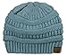 C.C Unisex Chunky Soft Stretch Cable Knit Warm Fuzzy Lined Skully Beanie, Denim