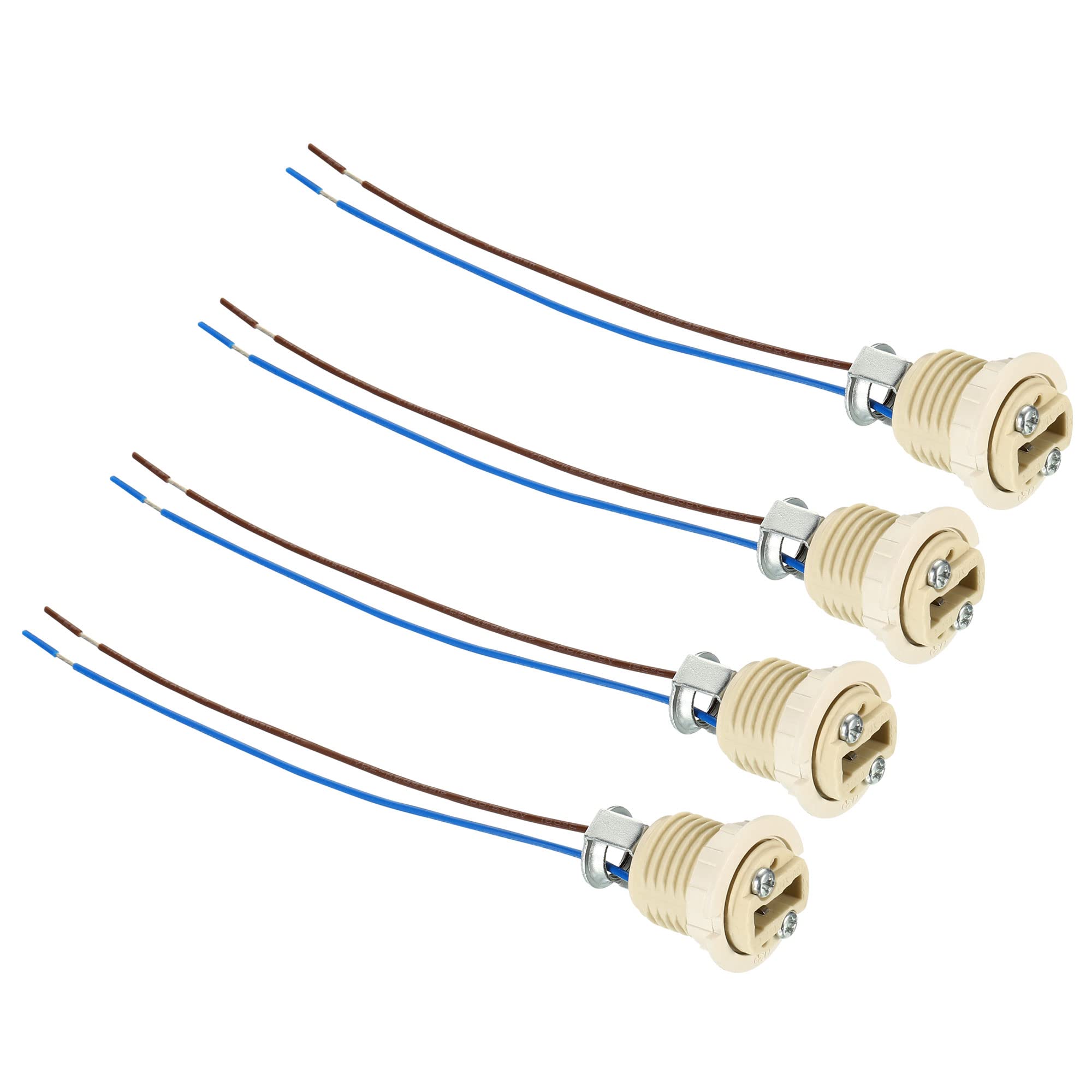 PATIKIL G9 Light Base Socket, 4 Pack Ceramic Lamp Bulb Holder Connector Lighting Replacement with 140mm Cable Wire for Halogen Incandescent LED Light Bulb