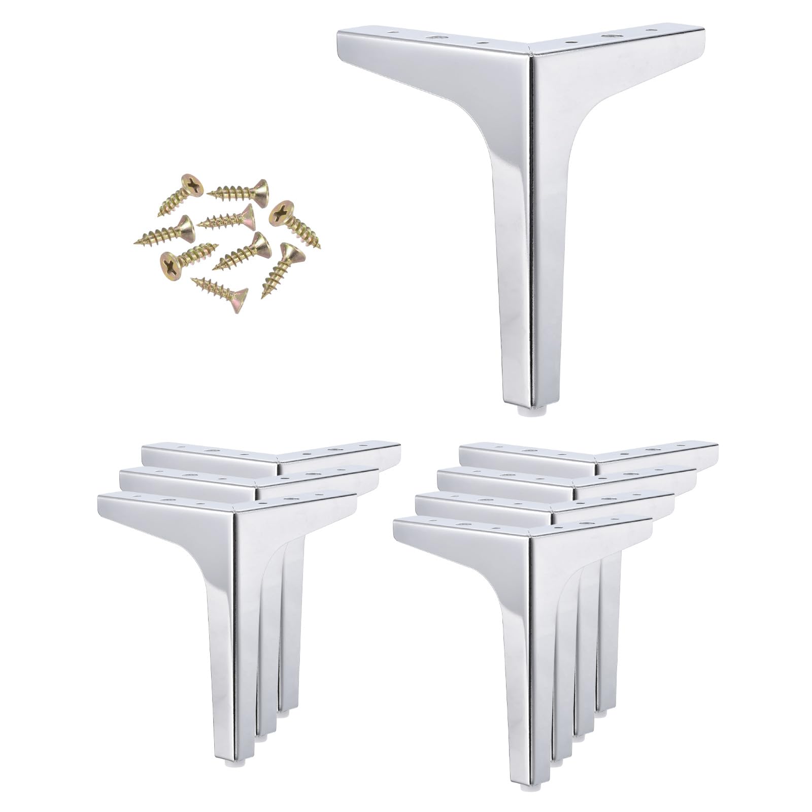 YOKIVE 8 Pack Metal Furniture Legs, Triangle Furniture Feet DIY Replacement Legs Modern | Great for Cabinets, Cupboards, Tables, Couches, Sofas Silver(7")