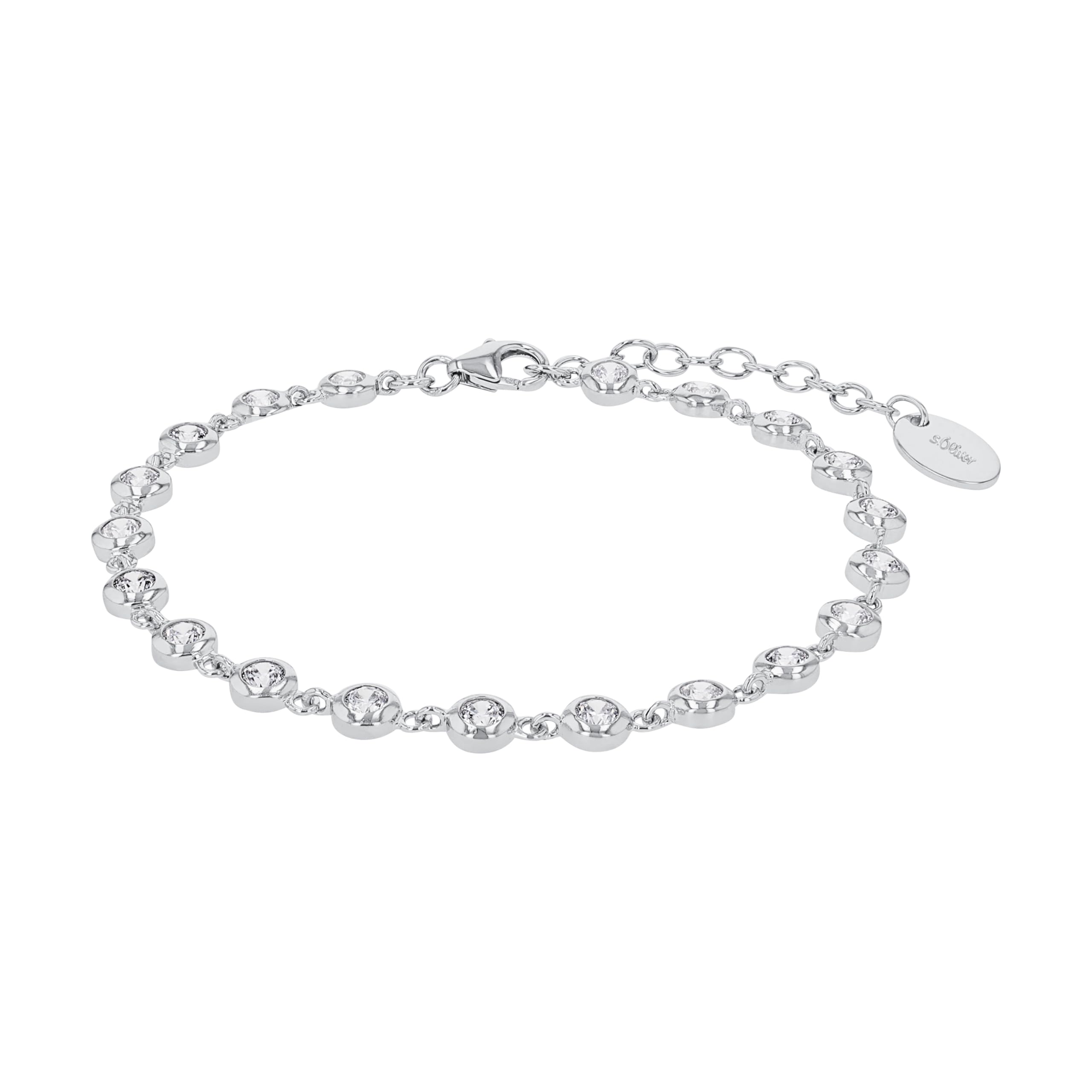 s.Oliver Bracelet Women Arm jewelry, with Zirconia synth., 16+4 cm, Silver, Comes in jewelry gift box, 2024229