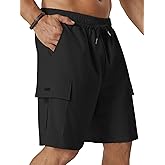 Hardaddy Men's Casual Stretch Cargo Shorts Classic Drawstring Elastic Waist Relaxed Fit Work Short with 5 Pockets