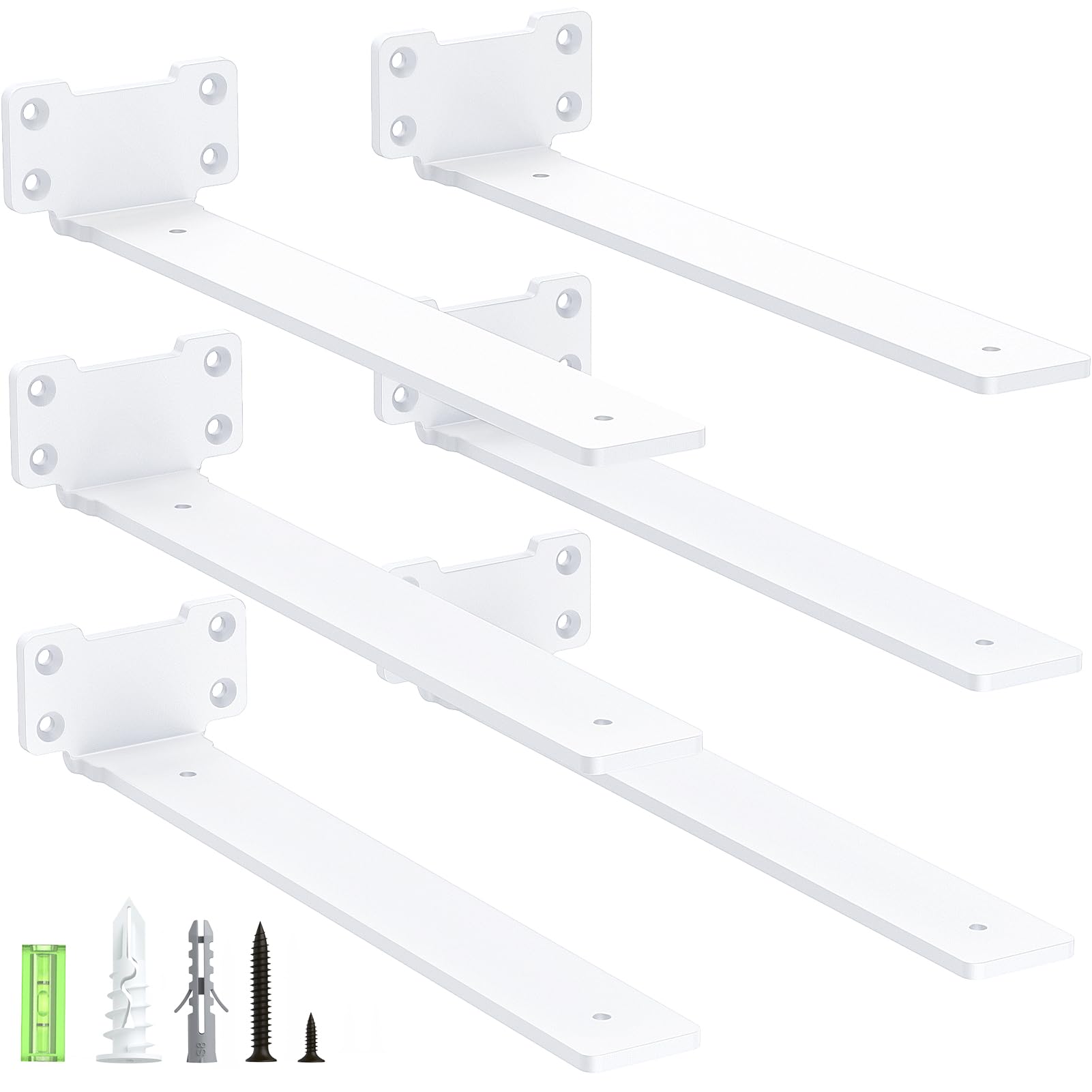 Yeabett 6 Pack Shelf Brackets 30cm, Heavy Duty Wall Brackets, 75kg Load Capacity, White
