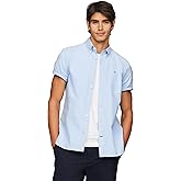 Tommy Hilfiger Men's Short Sleeve Regular Fit Stretch Oxford Shirt Collection 2024, Small, White