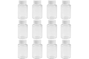 12PCS 50ml/1.7oz Clear Empty Portable Thicken Plastic Bottles Case with White Screw Cap Holder Storage Container for Liquid S