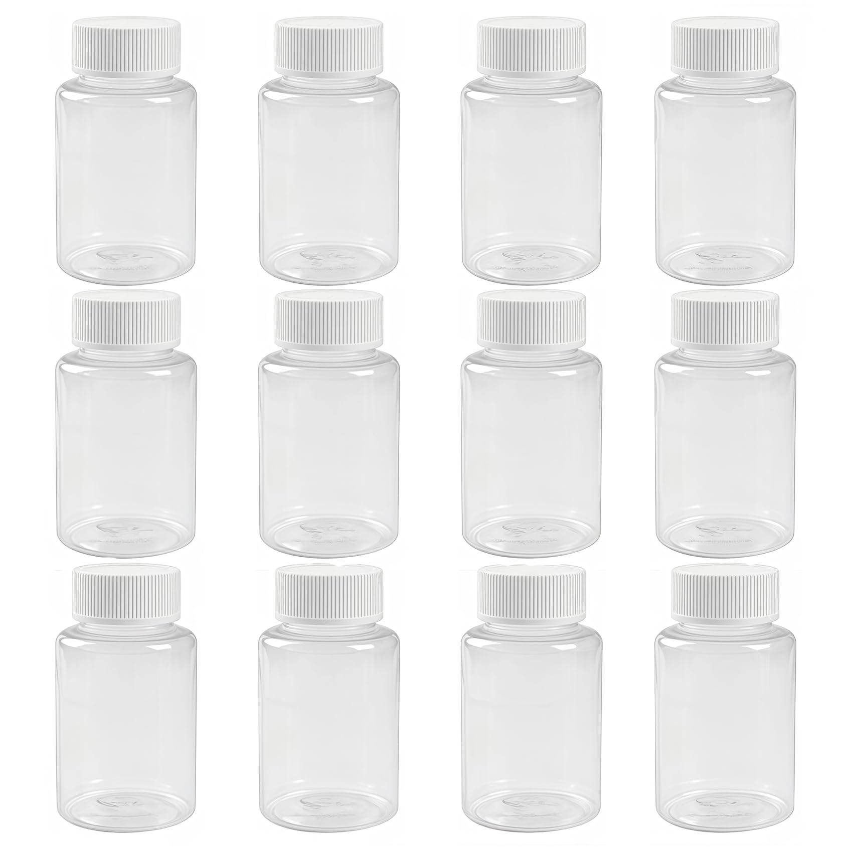 12PCS 80ml/2.7oz Clear Empty Portable Thicken Plastic Bottles Case with White Screw Cap Holder Storage Container for Liquid Solid Powder Dispense