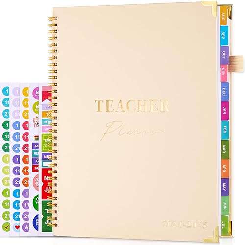 2026 Teacher Lesson Planner - Academic Year Planner Jan-Dec 2026 With Color Tabs, Inner Pocket, 8.5x11 Inches