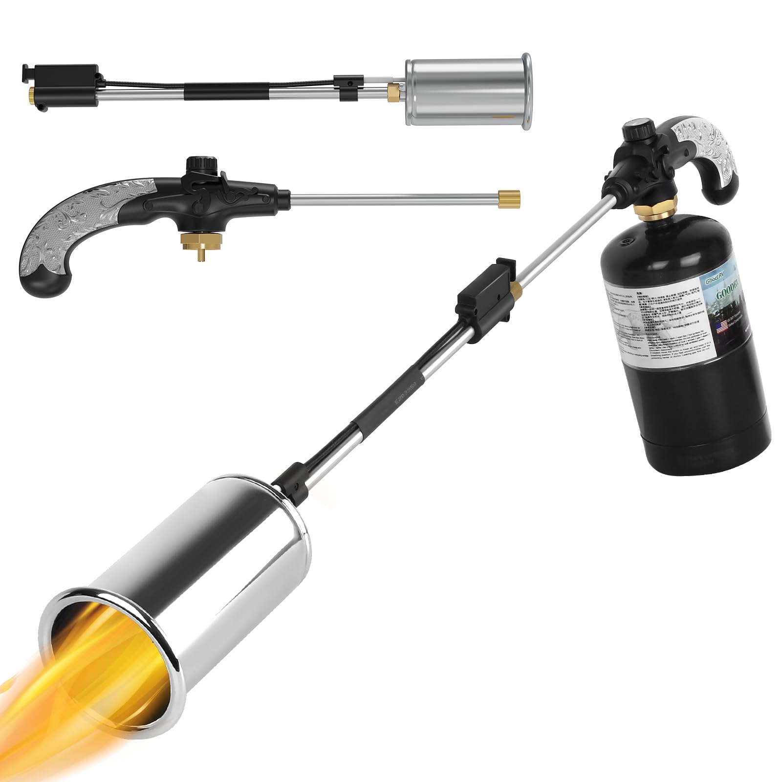 Photo 1 of Sondiko Propane Torch Weed Burner, High Output 1,200,000 BTU Weed Torch Flamethrower, Heavy Duty Blow Torch with Flame Control and Turbo Trigger Push Button Igniter For Garden Wood Ice Snow Road