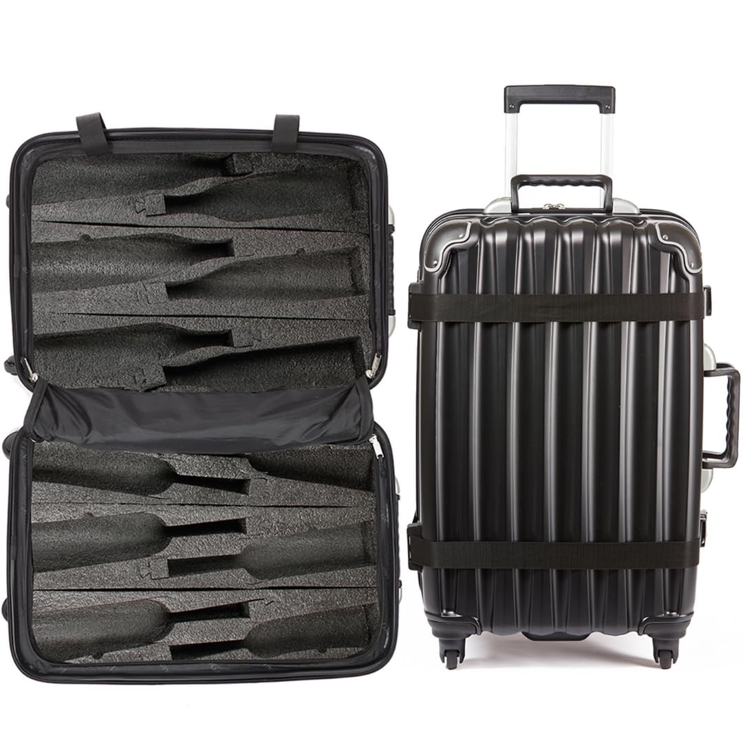 VinGardeValise 05 Grande | Wine Travel & All-Purpose Suitcase | 69 x 45 x 35 cm | Up to 12 Bottles (Black)