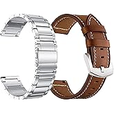 YEEJOK Compatible for Samsung Galaxy Watch 7 6 5 4 FE Bands 44mm 40mm Metal+Leather, Galaxy Watch 6/4 Classic Bands 47mm 43mm, Galaxy Watch 5 Pro Bands 45mm, 20mm Watch Straps Replacement Men Women