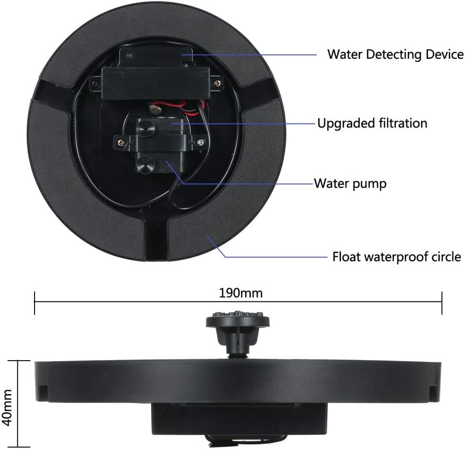 Solar Fountain Pump, 3.8W Circle Garden Solar Powered Water Pump Solar Panel Kit with Night Colorful Breathing Lights Water Pump for Pond, Fountain, BirdBath, Garden Decoration, Water Cycling: Home & Kitchen