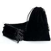 Tendwarm 20 Pcs 7x9 Inches Black Velvet Bags With Drawstring Candy Jewelry Pouch Bags Christmas Wedding Favors