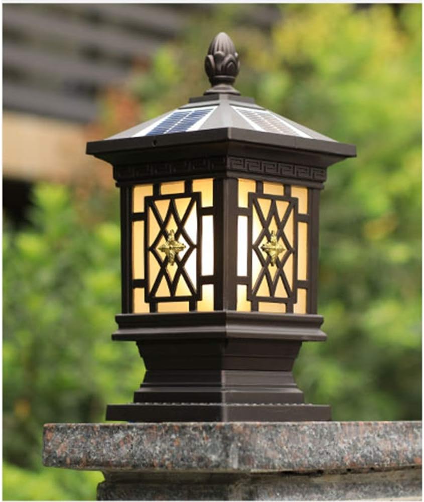 WYlucky Luces pilar Lámpara solar de la cerca al aire libre brillante