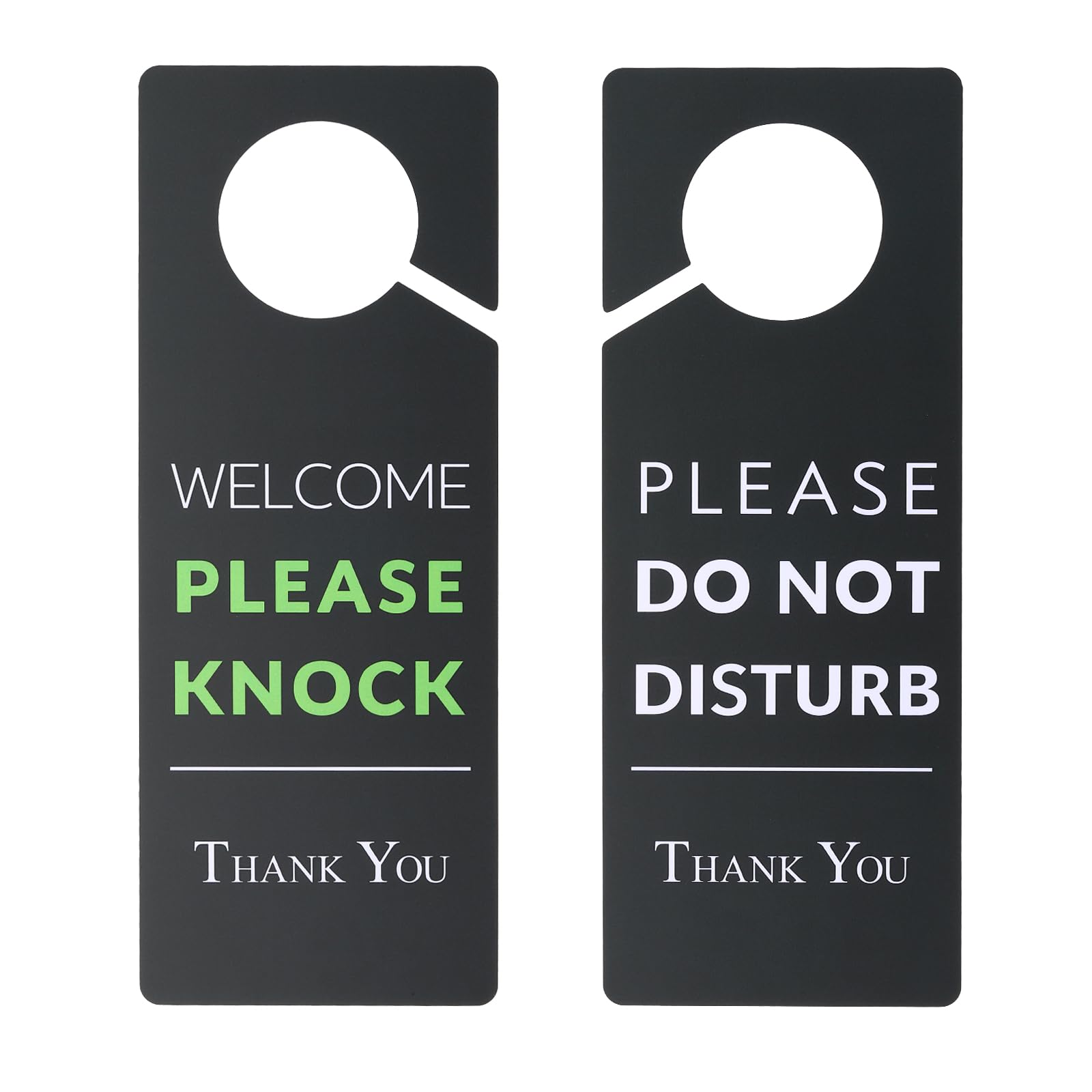 PATIKIL Do Not Disturb Door Hanger Sign, 2 Pcs PVC Double Sided Welcome Please Knock Door Sign Decor for Office, Meeting, Session, Home, Recording, Black and Yellow, 10" x 5"