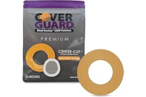 CoverGuard CGM Overpatch | Dexcom G7, Stelo | Tan Center-Cut Design| 25-Count | Waterproof Adhesive | Anti-Fray | Easy Application & Removal | Made in USA | Sensor Protection