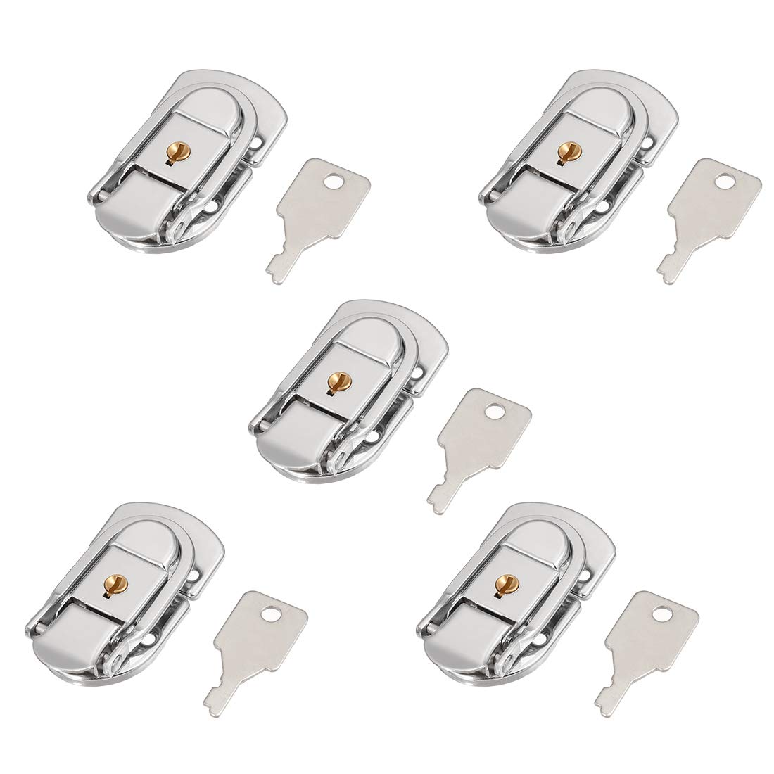 sourcing map 66mm x 34mm Metal Small Size Suitcase Lock Hasp Catch Latch with Keys 5 Pcs