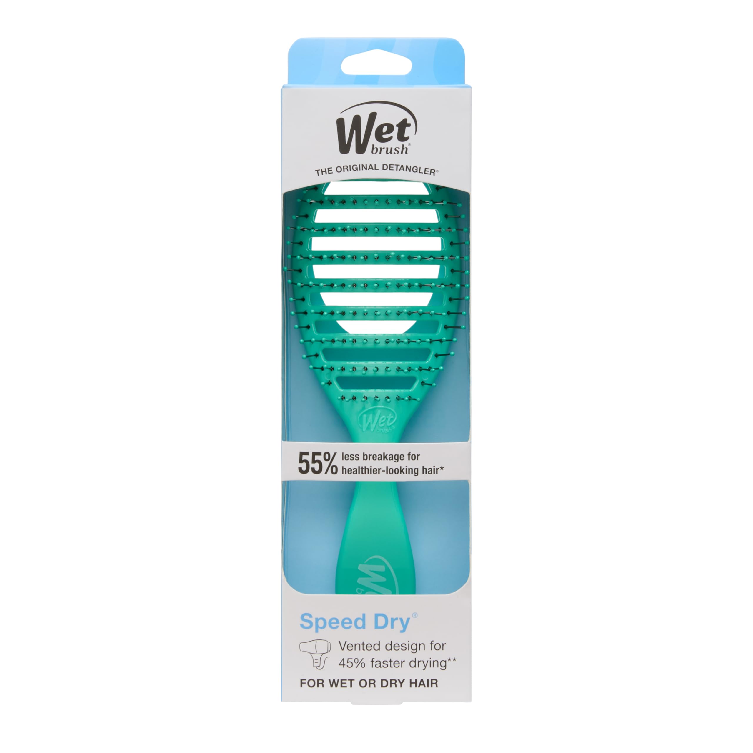 Wet Brush Speed Dry Hair Brush, Amazon Exclusive Aqua, Vented Design & Soft HeatFlex Bristles, Blow Dry Safe, Ergonomic Handle Manages Tangles & Uncontrollable Strands, Pain-Free Hair Accessories