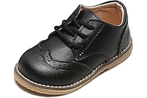 YOUNIFIZ Toddler Boys Girls Dress Shoes Comfort Oxford Shoes Wedding Church Dress Shoes Lace Up Soft Leather School Uniform Loafer Flats