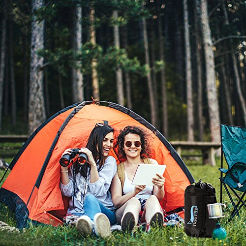 Yooan Sleeping Bag, Comfort Portable Lightweight Envelope Sleeping Bag with Compression Sack for Camping,Hiking,Backpacking,Traveling and Other Outdoor Activities -Single,Blue+Grey,(75"+12") x33 - Thumbnail 7